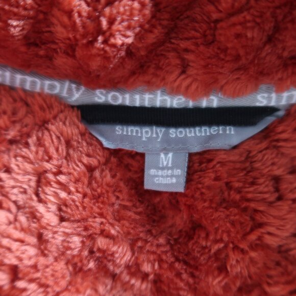 Simply Southern Simply Soft Sherpa Pullover in Spice and Leopard Size Medium - Picture 5 of 7
